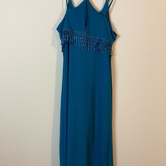 Jon & Anna NY Medium Tassel Fringe Criss-Cross Straps Maxi Formal Party Dress - Picture 7 of 10